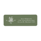 Klassische Sage-Grün-Monogramm-Rücksende-Adresse  (Vorne)