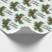 Klassische Saison Pinecones Happy Holidays Wish Geschenkpapier (Ecke)
