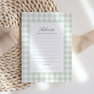 Klassische Salbei-Gingham-Karte für Ratschläge für Einladung
