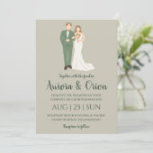 klassische Salbei-Hochzeit Einladung (Stehend Vorderseite)