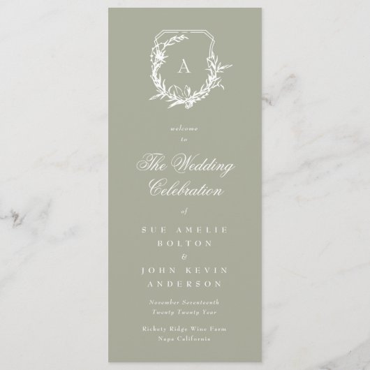 klassische Salbei-Monogramm-Wappen Programm (Rückseite)