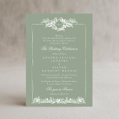 klassische Salbeigrün-Kranzätzchen Einladung