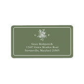 Klassische Salbeigrüne Monogramm-Adresse Adressaufkleber (Vorne)