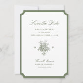 Klassische Salbeigrüne Monogramm-Foto-Hochzeit Save The Date (Vorderseite)