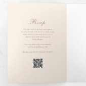 Klassische Sandy Neutral QR Code Elegante Hochzeit Dreifach Gefaltete Einladung (Innen Erste Seite)