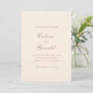 Klassische Sandy Neutrale Elegante Hochzeit Save The Date