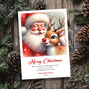 Klassische Santa-Rudolph-Harmonie-Szene-Weihnachts Feiertagskarte