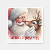 Klassische Santa-Rudolph-Weihnachtsfeier-Serviette Serviette (Vorderseite)