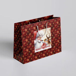 Klassische Santa und Rudolph Zeichentrick-Weihnach Große Geschenktüte