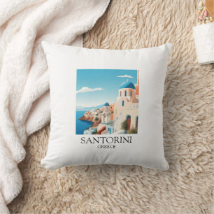 Klassische Santorin-Reisekunst - Vintage griechisc Kissen