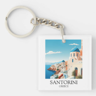 Klassische Santorini-Reisekunst - Vintage Griechen Schlüsselanhänger