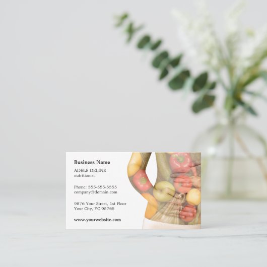 Klassische saubere Gemüse Körperernährer Visitenkarte (Stehend Vorderseite)