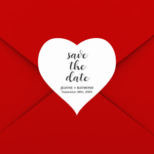 Klassische Sauberkeit Save the Date Hochzeitsankün Herz-Aufkleber