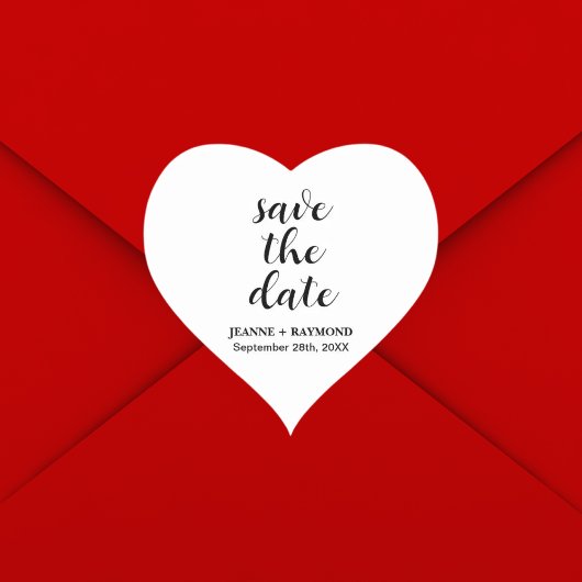 Klassische Sauberkeit Save the Date Hochzeitsankün Herz-Aufkleber