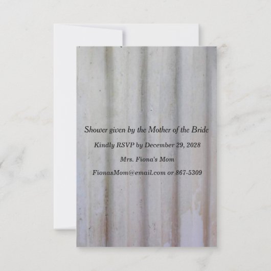 Klassische Säule mit Brautparty Einladung (Rückseite)