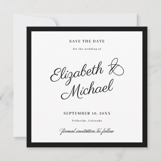 Klassische Save-the-Date-Flatkarte mit fettem Rahm Save The Date (Vorderseite)