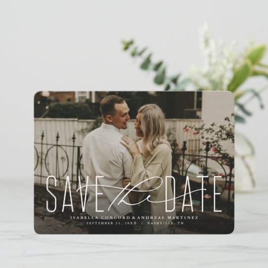 Klassische Save the Date Fotokarte (Stehend Vorderseite)