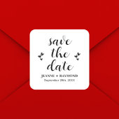 Klassische Save the Date Hochzeitsankündigung Quadratischer Aufkleber