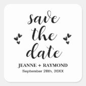 Klassische Save the Date Hochzeitsankündigung Quadratischer Aufkleber (Vorderseite)