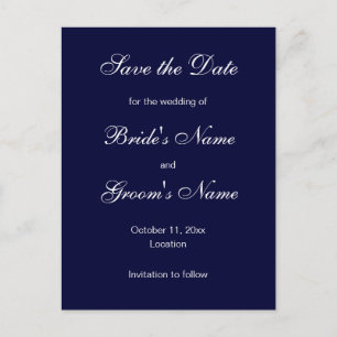 Klassische Save the Date Postkarten in blau
