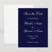 Klassische Save the Date Postkarten in blau (Vorne/Hinten)