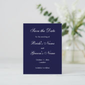 Klassische Save the Date Postkarten in blau (Stehend Vorderseite)