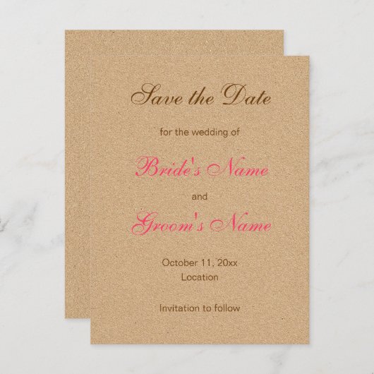 Klassische Save the Date Postkarten in rosa (Vorne/Hinten)