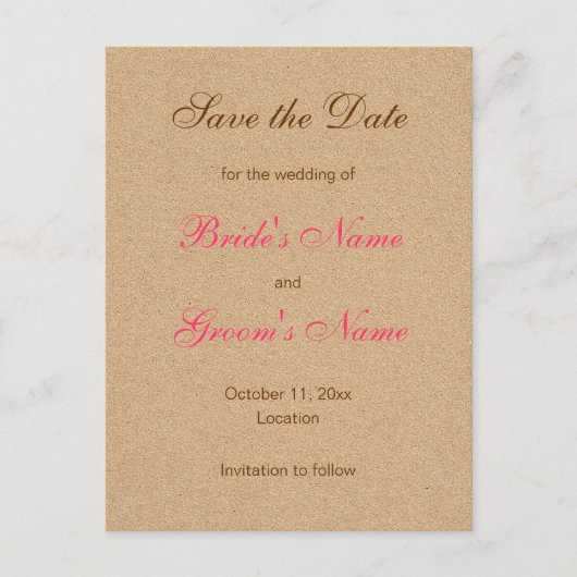 Klassische Save the Date Postkarten in rosa (Vorderseite)