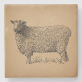 Klassische Schafkunst Illustration Antiker Bauernh Steinuntersetzer (Vorderseite)