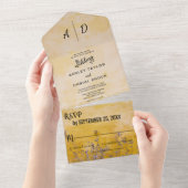 Klassische schicke, rustikal gelbe, staubige Blume All In One Einladung (Abreißen)