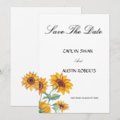 Klassische, schicke Sonnenblumen Botanik Save The Date (Vorne/Hinten)