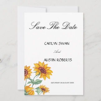 Klassische, schicke Sonnenblumen Botanik Save The Date