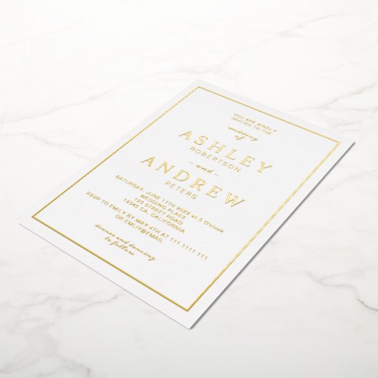Klassische schlichte, elegante Goldschrift Folieneinladung (Gedreht)