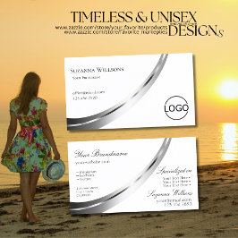 Klassische Schlichte, weiße Edelstahldekoration mi Visitenkarte