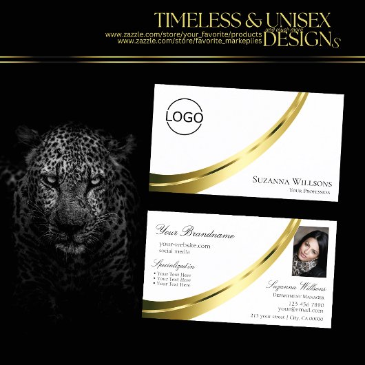 Klassische Schlichte Weißgolddekor mit Logos und F Visitenkarte