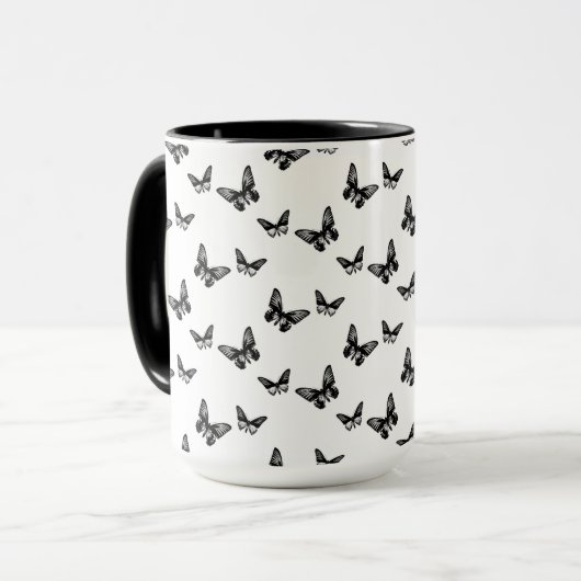 Klassische Schmetterlinge Kunstmuster CUSTOM BG FA Tasse (Vorderseite Links)