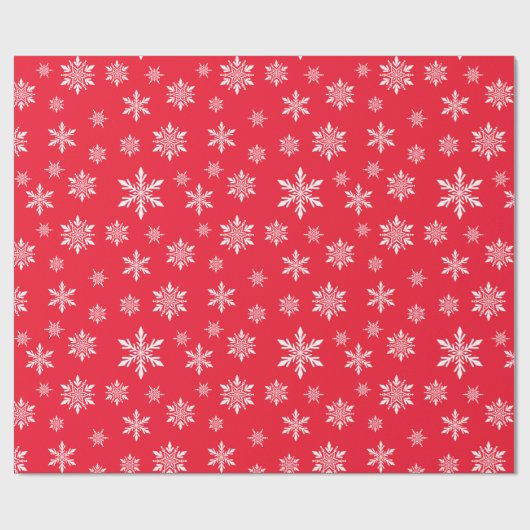 Klassische Schneeflocken Rot und Weiß Weihnachten Geschenkpapier (Flach)