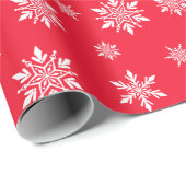 Klassische Schneeflocken Rot und Weiß Weihnachten Geschenkpapier (Rolleneckpunkt)