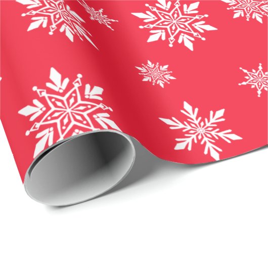 Klassische Schneeflocken Rot und Weiß Weihnachten Geschenkpapier (Rolleneckpunkt)