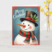 Klassische Schneemann-Weihnachtskarte Karte (Gelbe Blume)