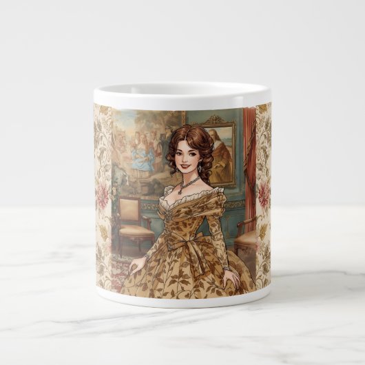 Klassische, schöne Dame, Viktorianischer Charme Jumbo-Tasse (Vorderseite)