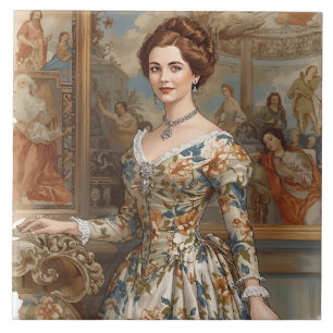 Klassische, schöne Prinzessin mit floralen Akzente Fliese