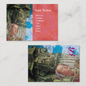 KLASSISCHE SCHÖNHEIT ANTIQUE SPALTE MONOGRAM Blau  Visitenkarte (Vorne/Hinten)