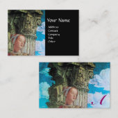 KLASSISCHE SCHÖNHEIT ANTIQUE SPALTE MONOGRAMM Blau Visitenkarte (Vorne/Hinten)