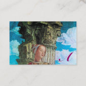 KLASSISCHE SCHÖNHEIT ANTIQUE SPALTE MONOGRAMM Blau Visitenkarte (Rückseite)