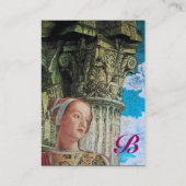 KLASSISCHE SCHÖNHEIT ANTIQUE SPALTE MONOGRAMM Blau Visitenkarte (Rückseite)