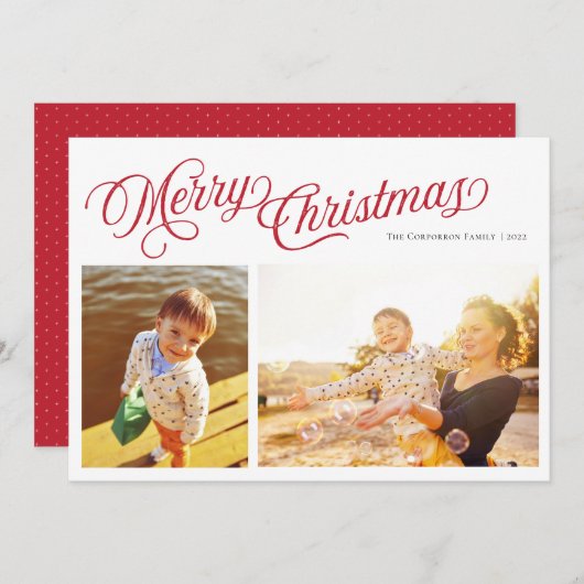 Klassische Schrift Frohe Weihnachten | Red 2 Foto (Vorne/Hinten)