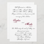 Klassische Schrift Hochzeit Einladung. Einladung (Vorne/Hinten)