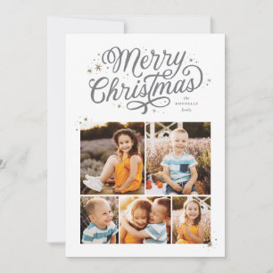 Klassische Schrift Merry Christmas Multi Foto Holi Feiertagskarte