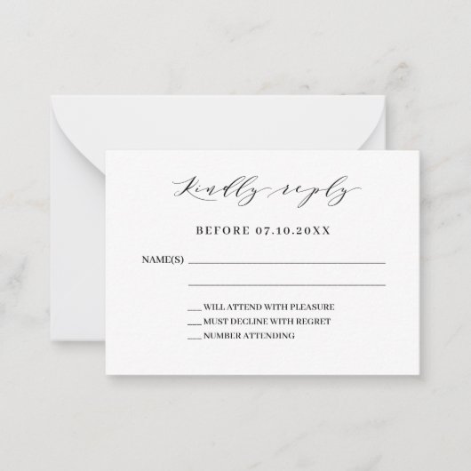 Klassische Schrift moderne Hochzeitsreaktion UAWG Mitteilungskarte (Vorderseite)